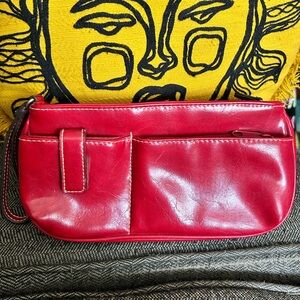 Vintage Red Vinyl Wristlet Clutch